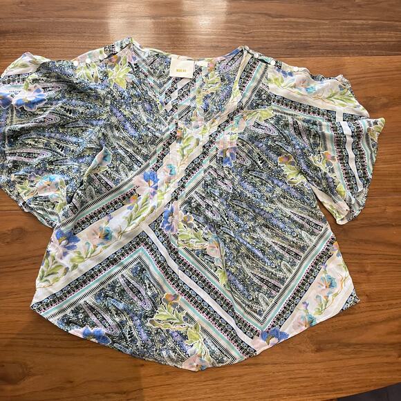 Maeve Top Size 0 Medium Floral Flutter Sleeve Maya - Picture 5 of 10